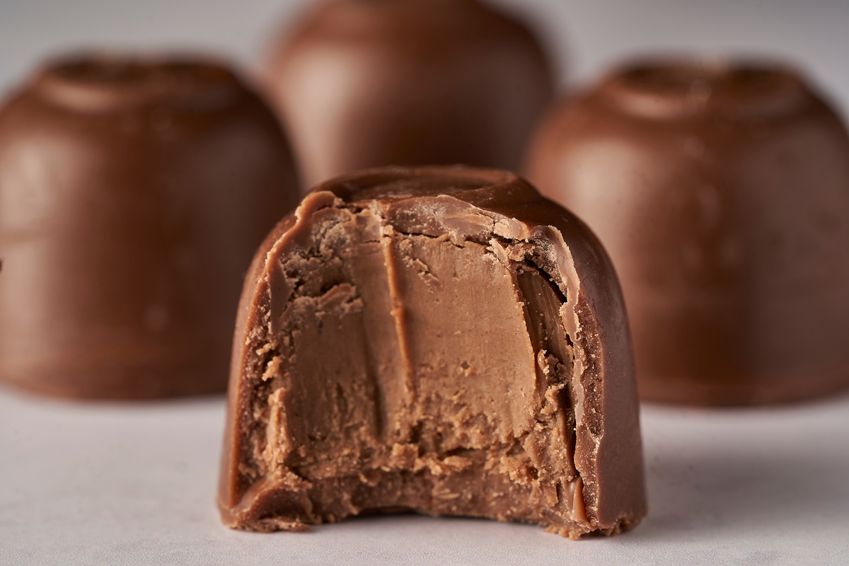 inside of filled chocolate bonbon